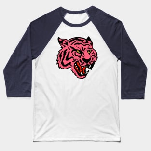 Pink Tiger Grin Baseball T-Shirt